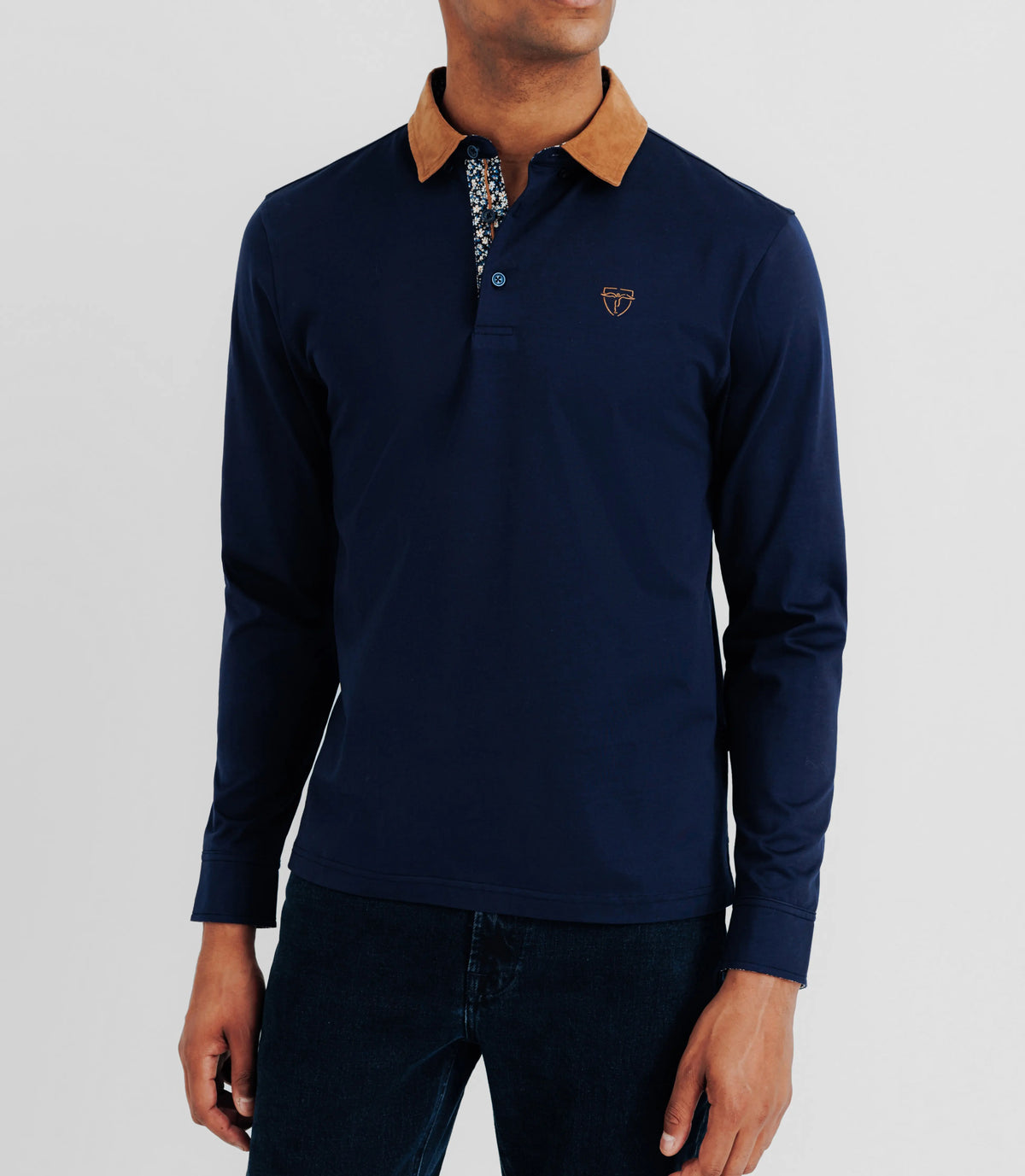 Polo col suède marine - IZAC