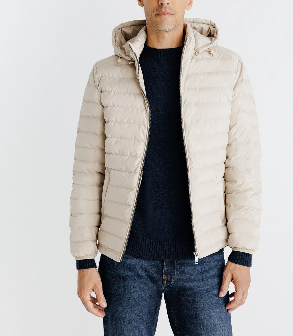Doudoune avec capuche amovible beige - IZAC