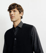 Gilet sans manches boutonné jeux de points noir - IZAC