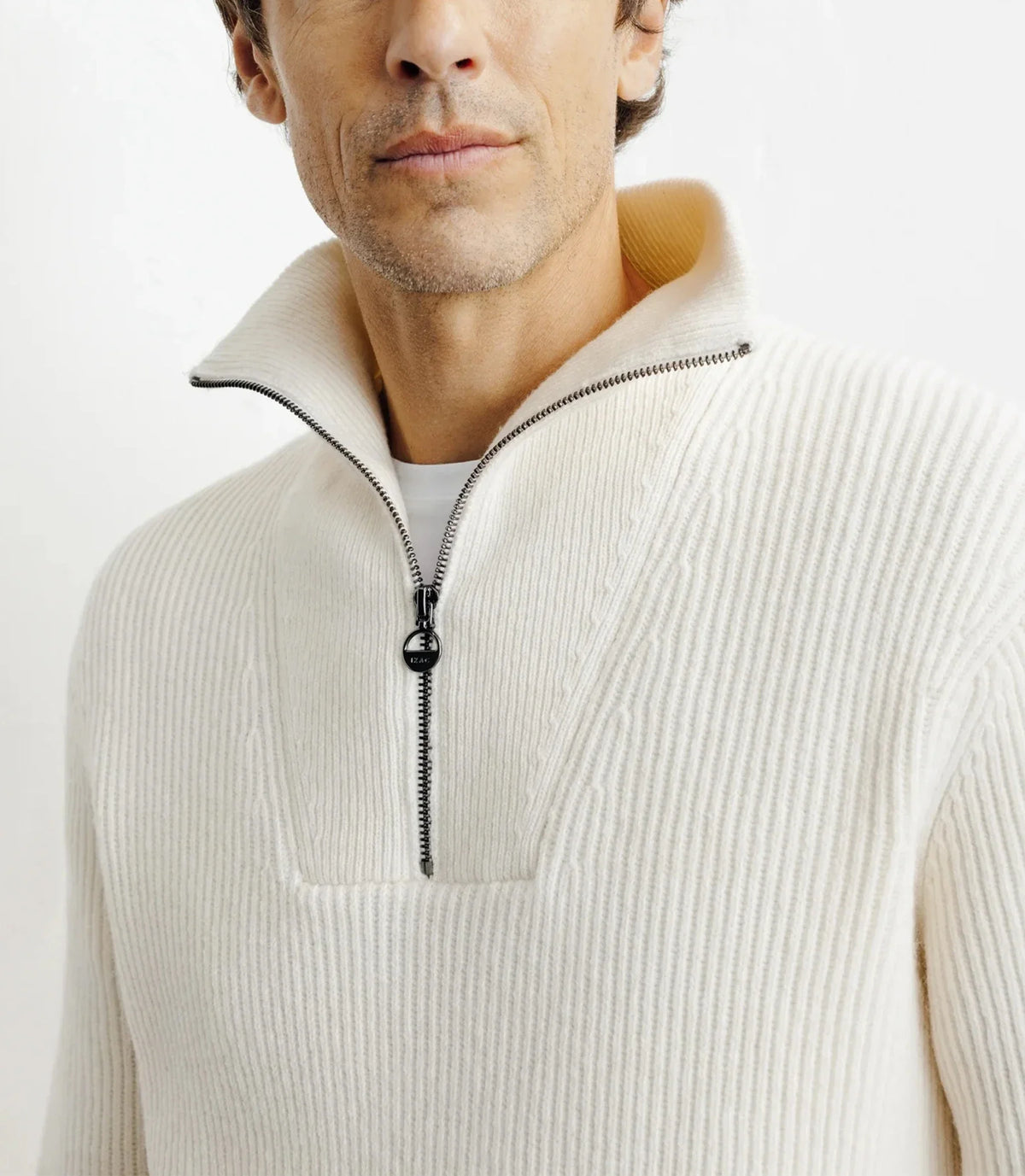 Pull en laine col camionneur écru - IZAC