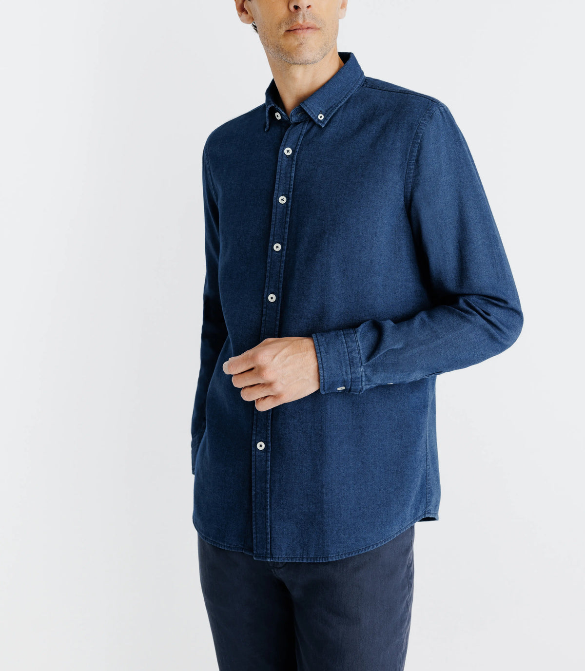 Chemise col boutonné bleue - IZAC