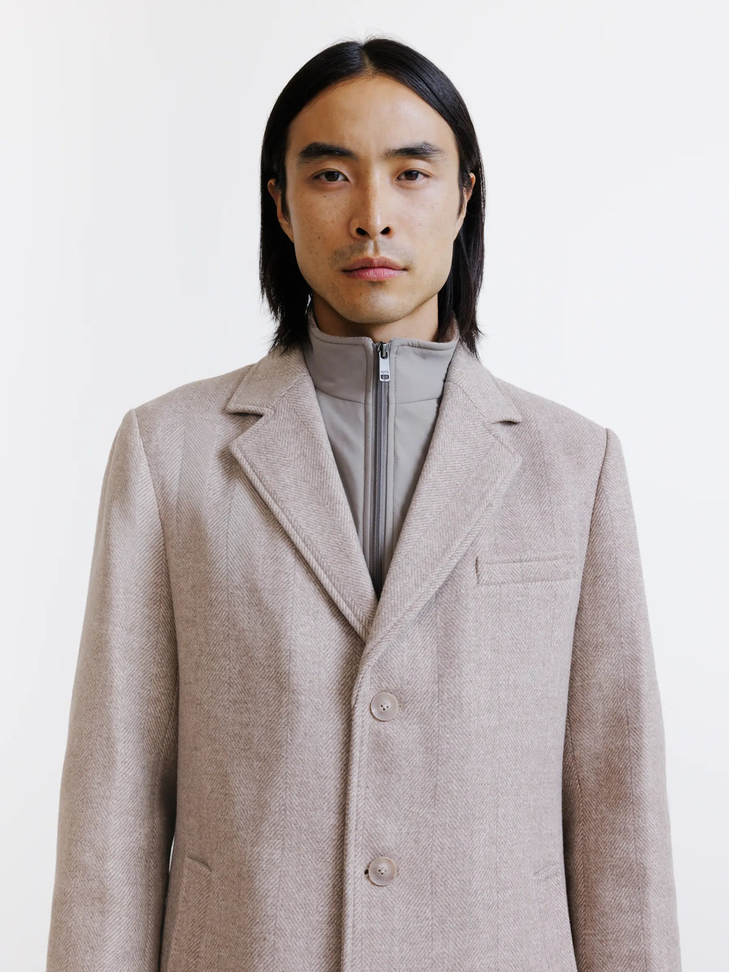 Manteau à parmenture amovible beige - IZAC