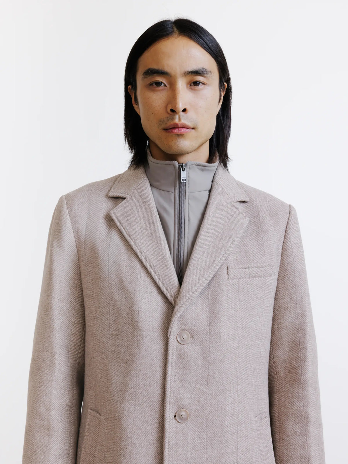 Manteau à parmenture amovible beige - IZAC