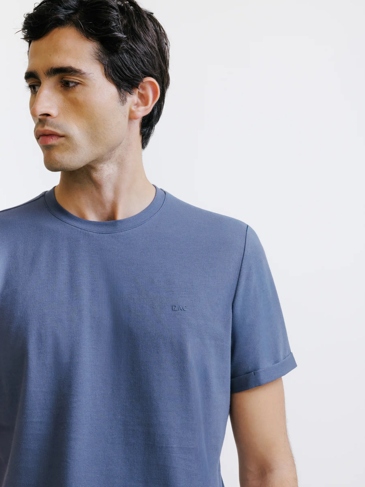 T-shirt col rond bleu gris - IZAC