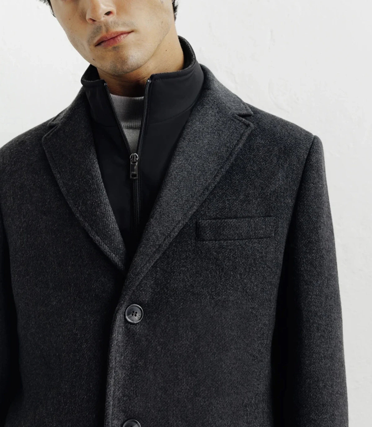 Manteau ville à parmenture amovible gris foncé - IZAC
