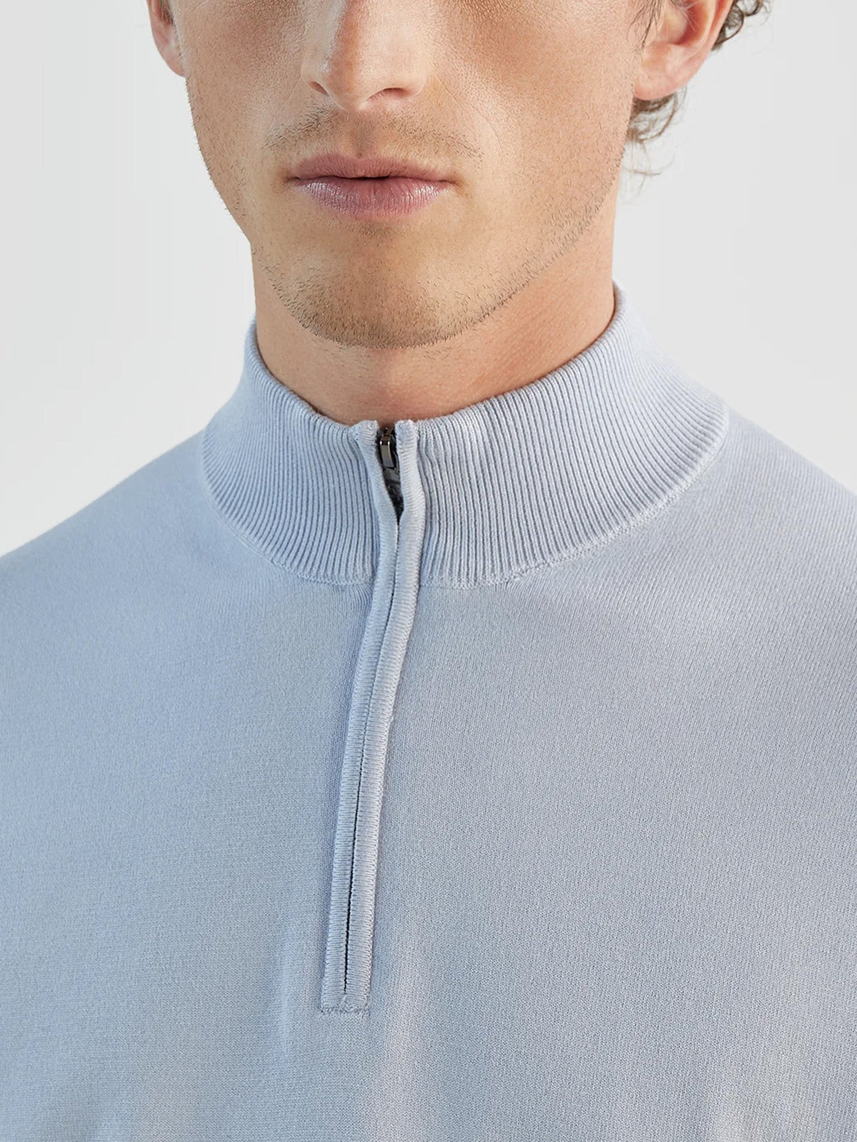 Pull col zip bleu ciel - IZAC