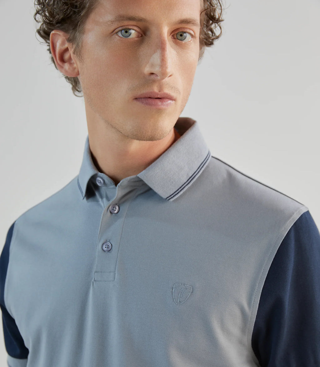 Polo piqué bleu gris clair - IZAC