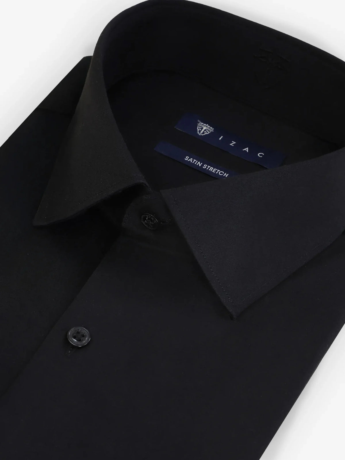Chemise slim en satin de coton noire - IZAC