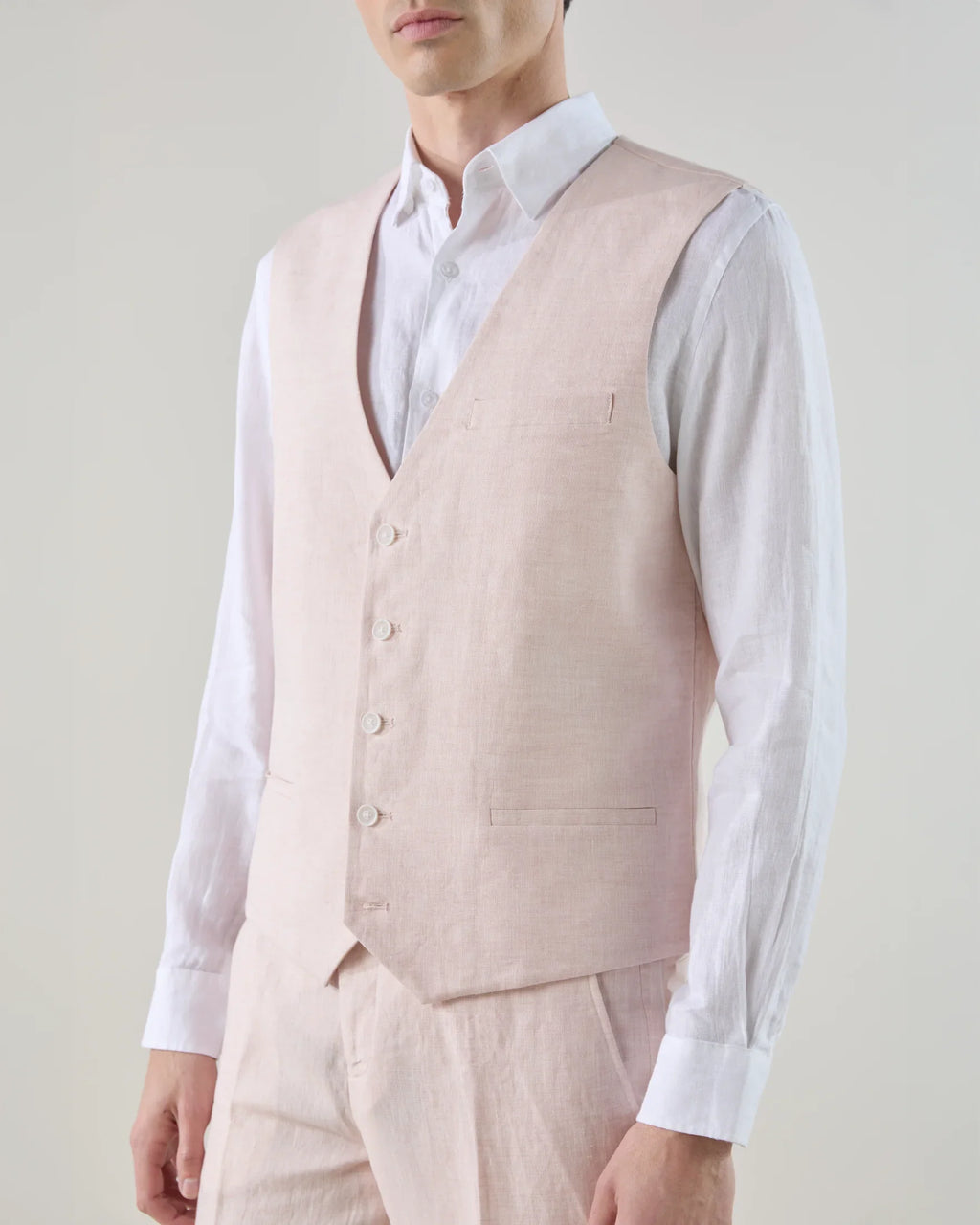 Gilet ville 100% lin rose - IZAC
