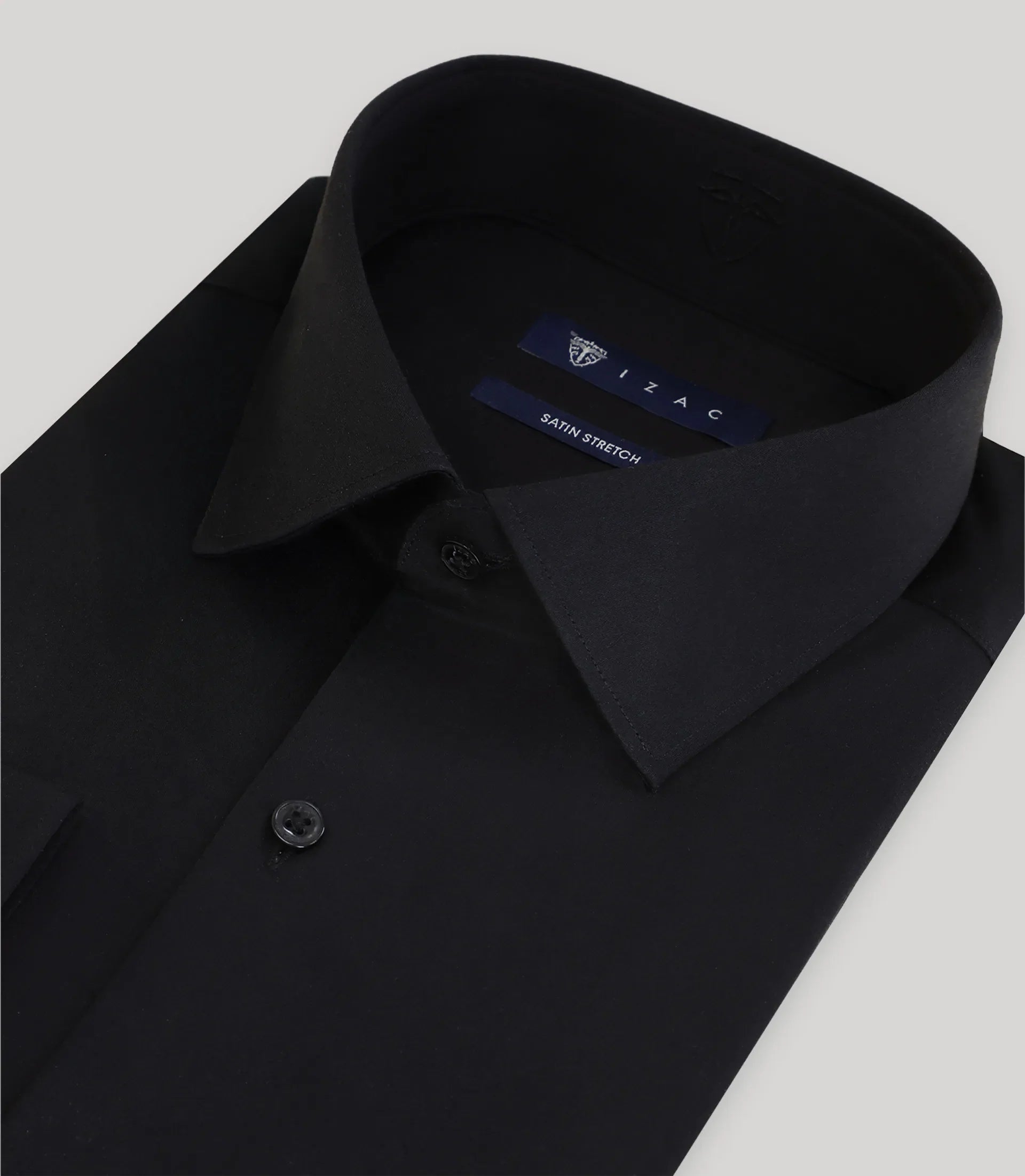 Chemise slim en satin de coton noire - IZAC