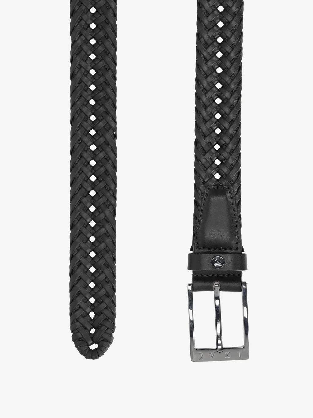 Ceinture tressée en cuir noir - IZAC