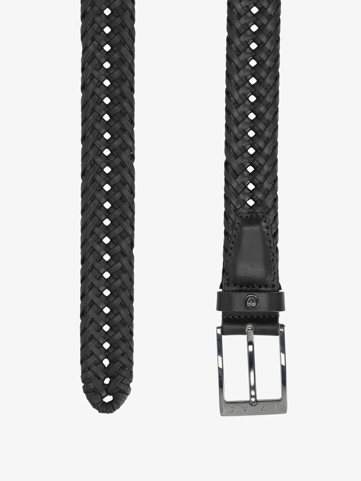 Ceinture tressée en cuir noir - IZAC