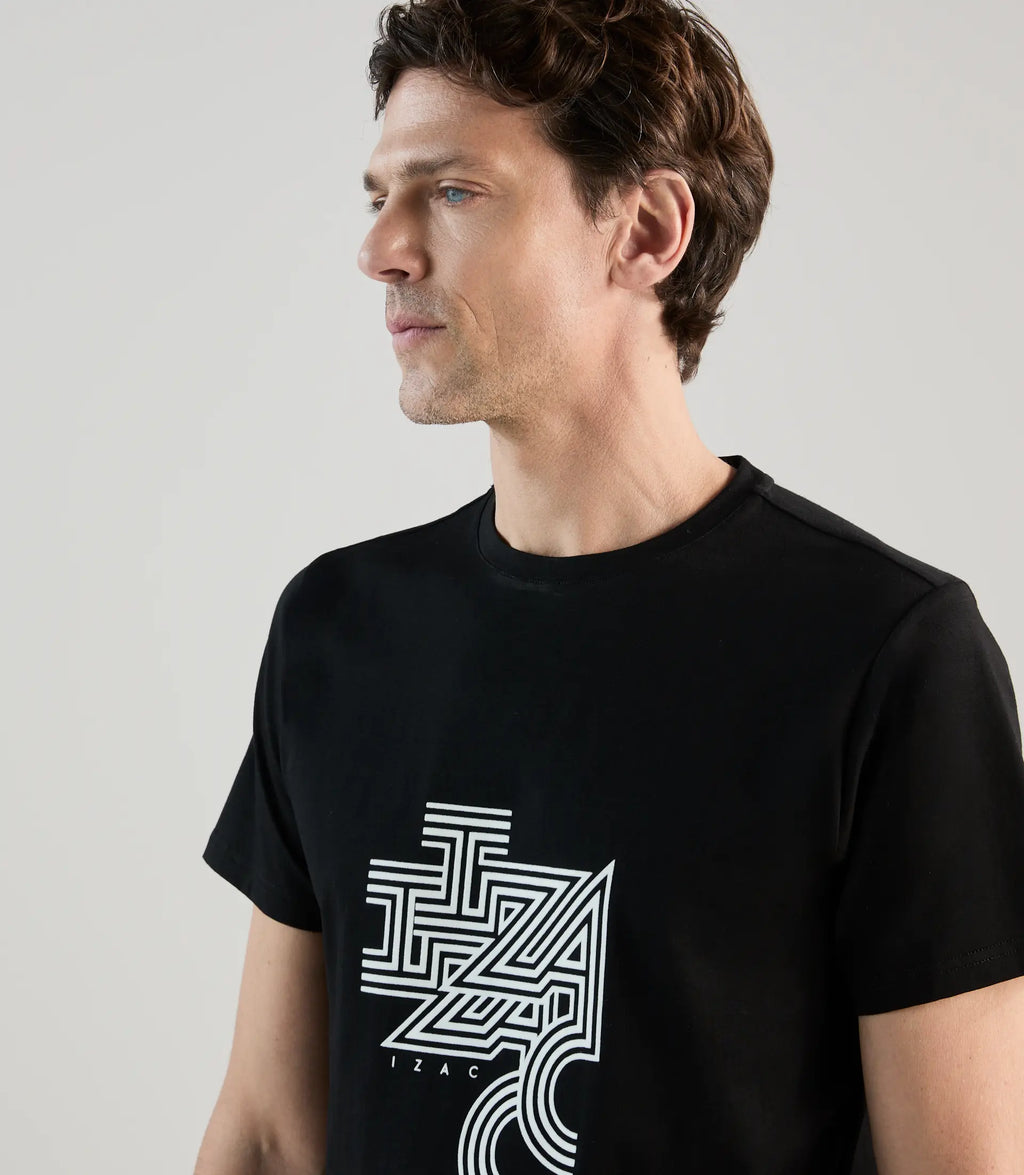 T-shirt à manches courtes avec print noir - IZAC
