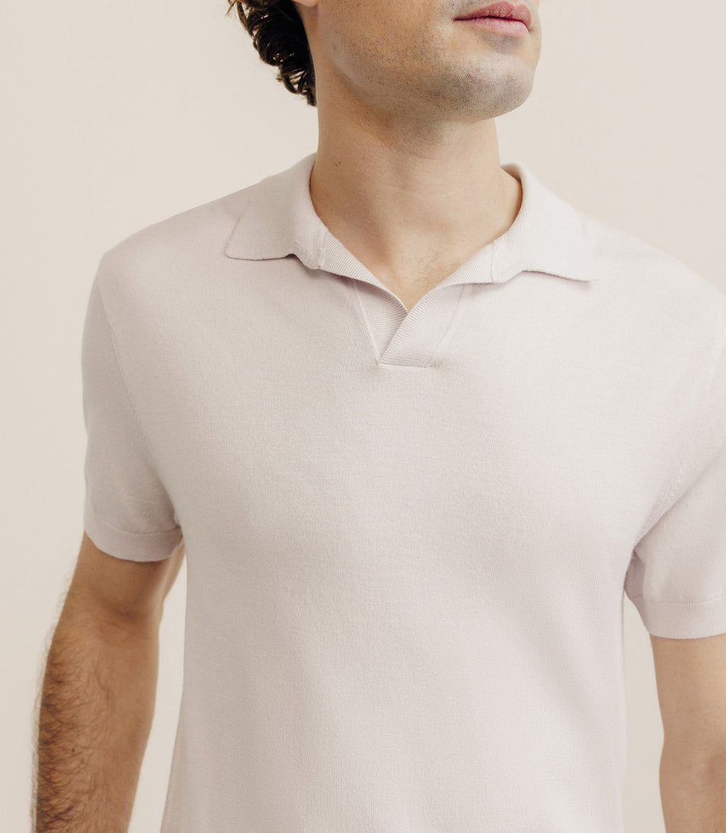 Polo col ouvert en maille rose - IZAC