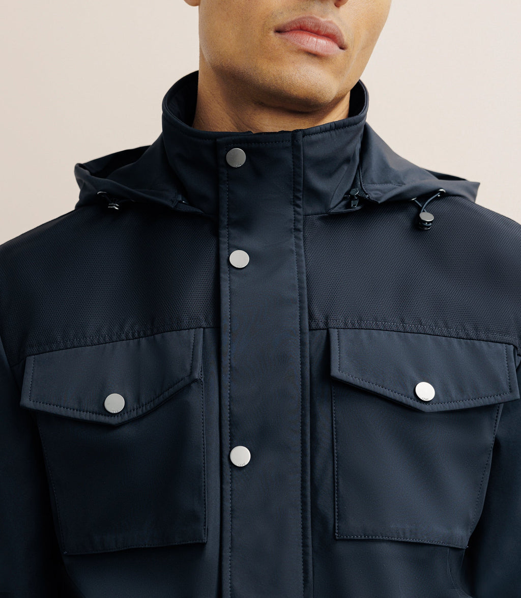 Parka avec capuche amovible marine - IZAC