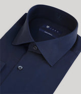 Chemise slim en satin de coton marine - IZAC