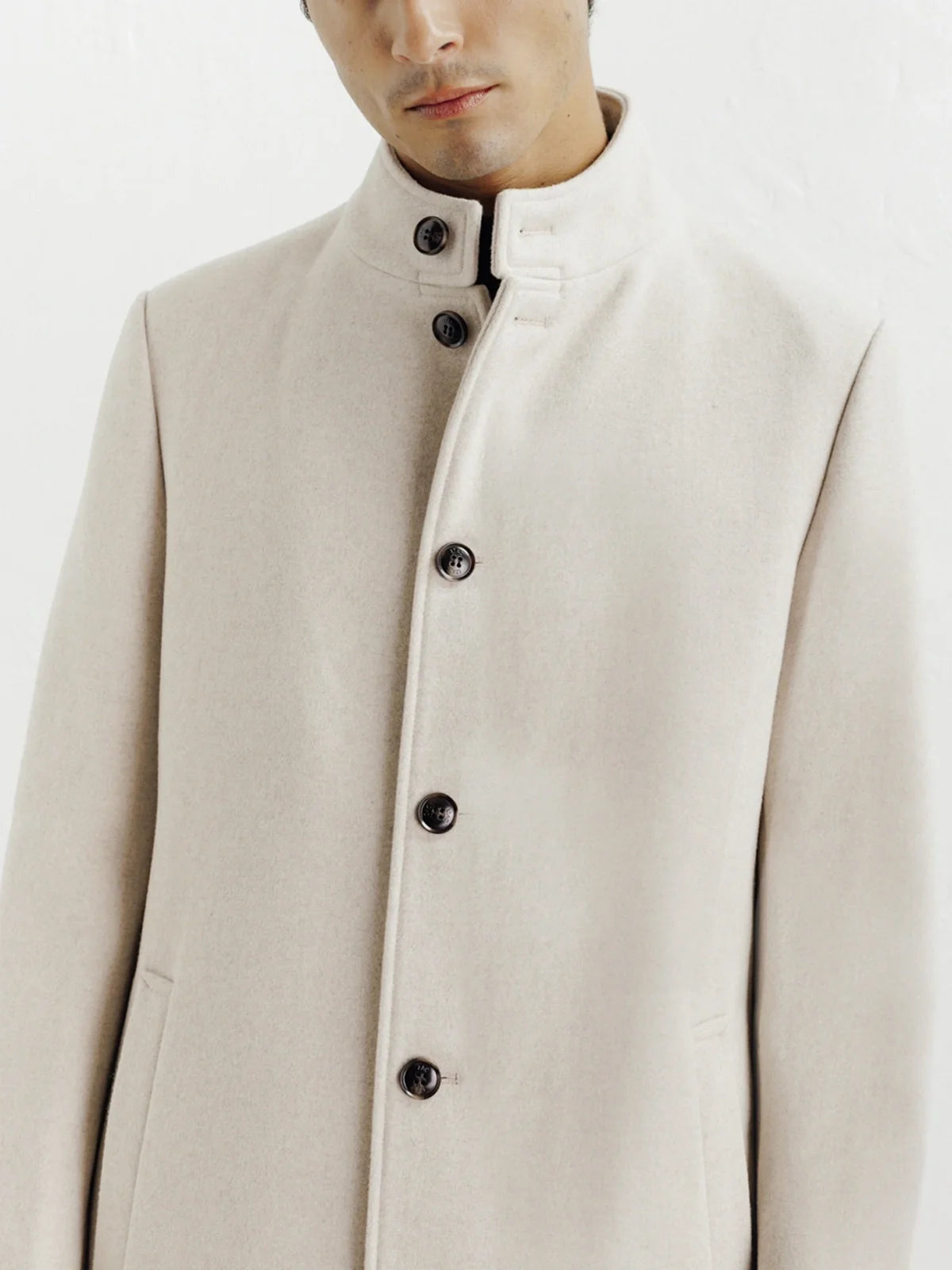 Manteau ville à col mao beige - IZAC