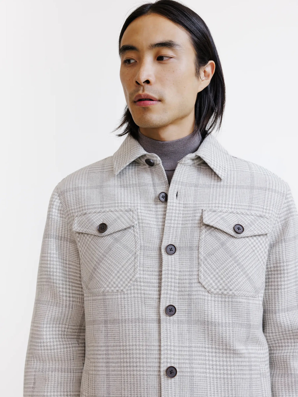 Veste 3 poches à carreaux gris clair - IZAC