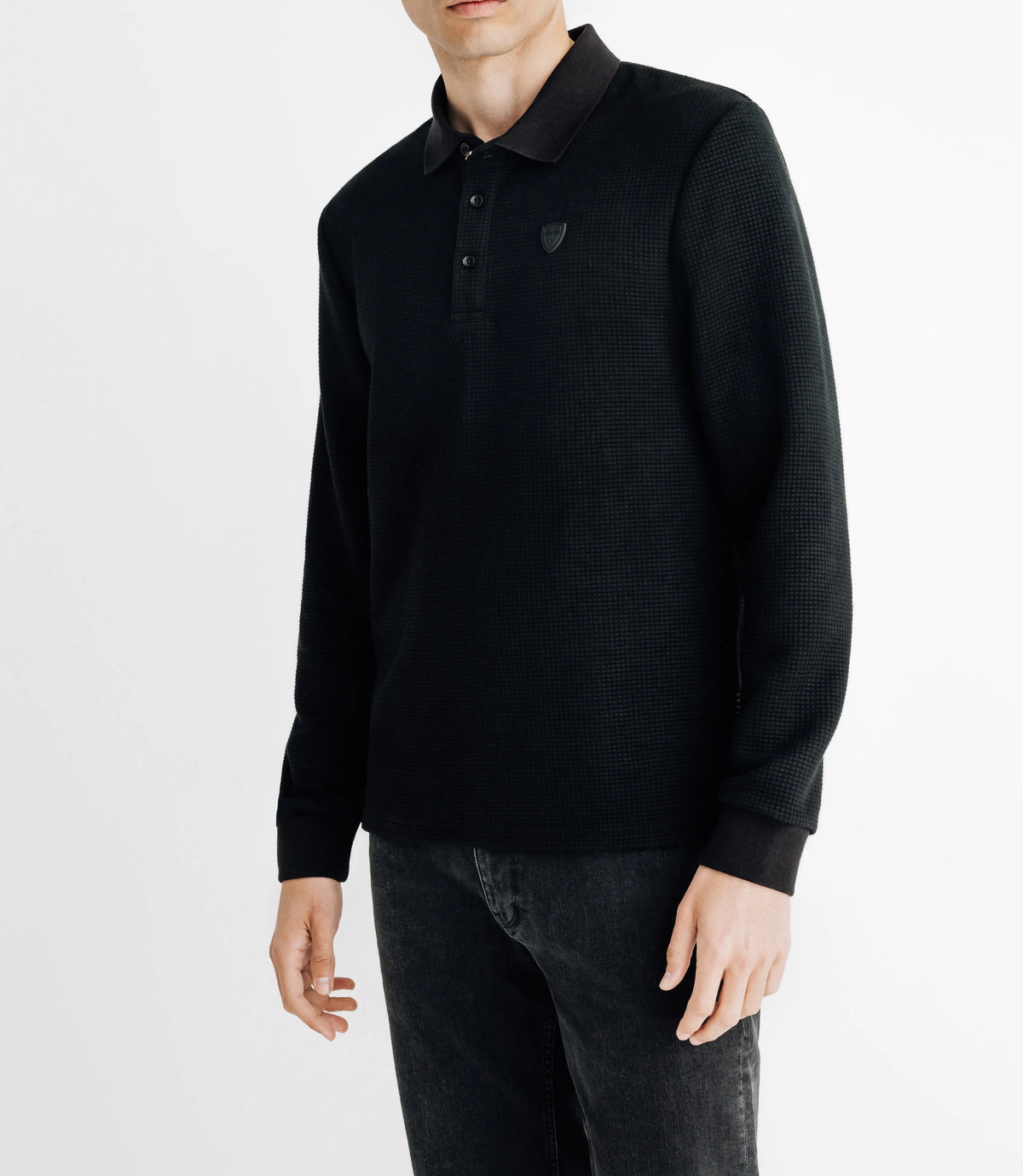 Polo nid d'abeille noir - IZAC