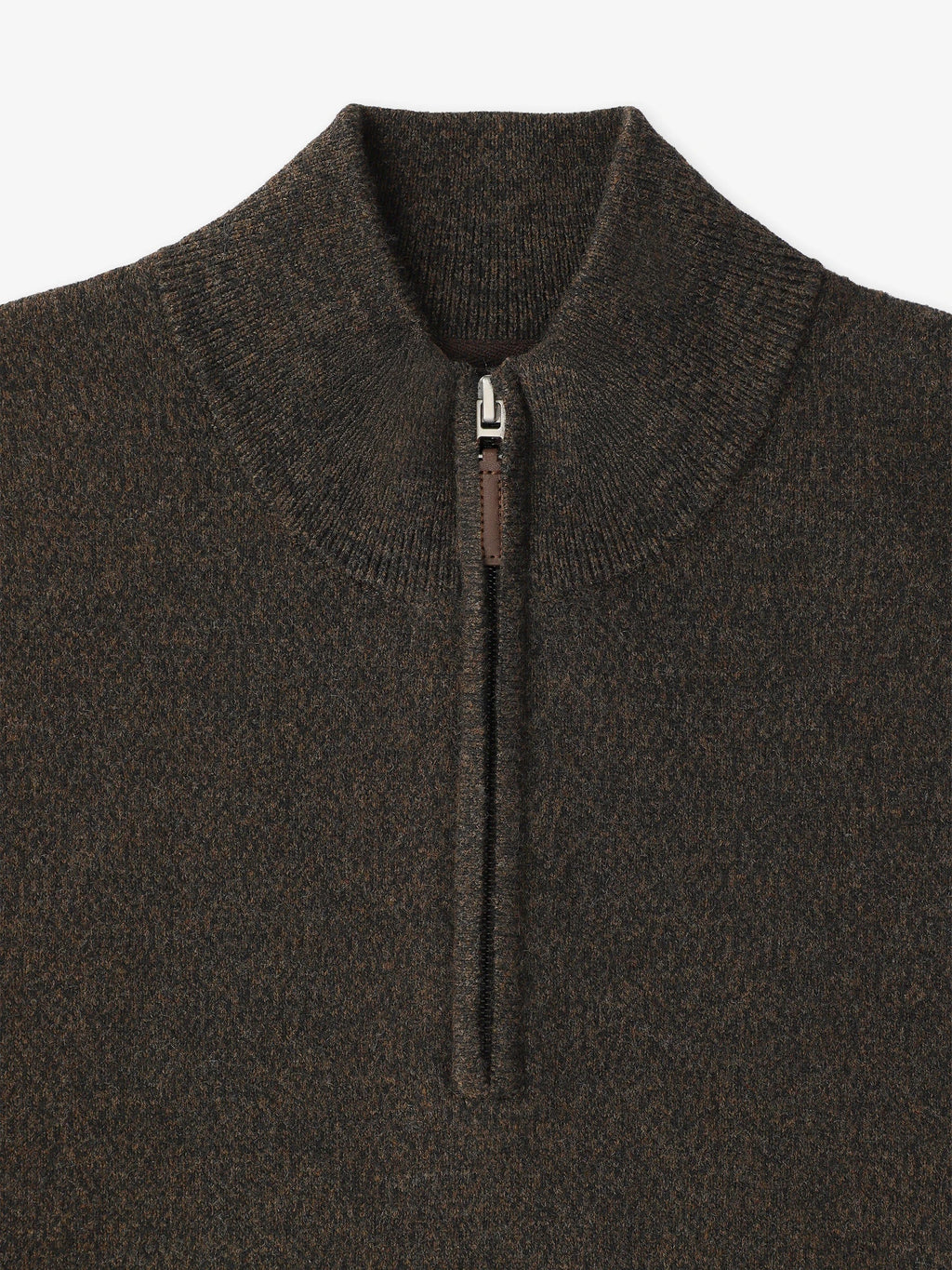 Pull col demi zip mouliné marron - IZAC