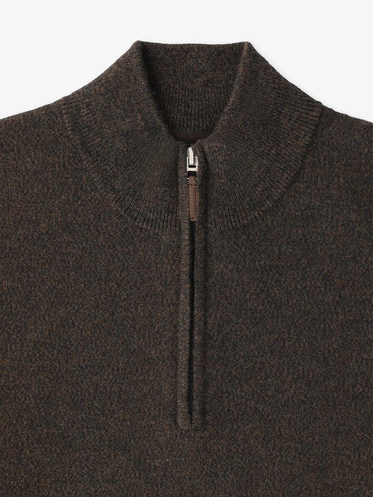 Pull col demi zip mouliné marron - IZAC