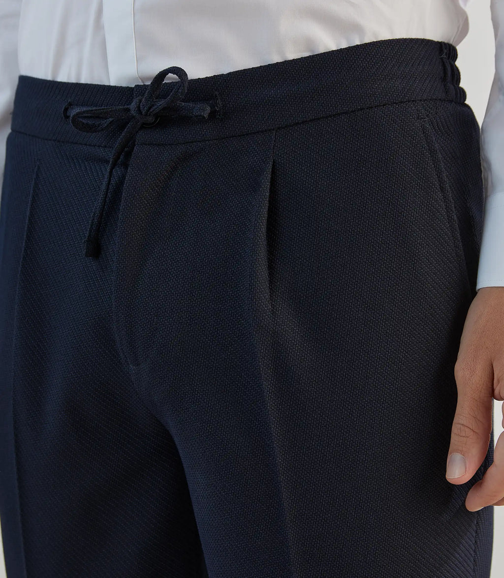 Pantalon ville en tissu armuré marine - IZAC