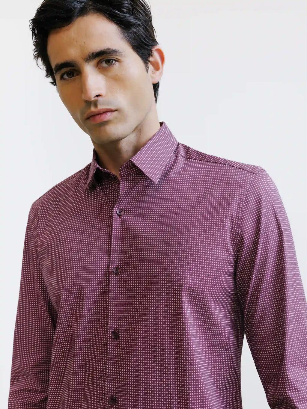 Chemise fantaisie bordeaux - IZAC