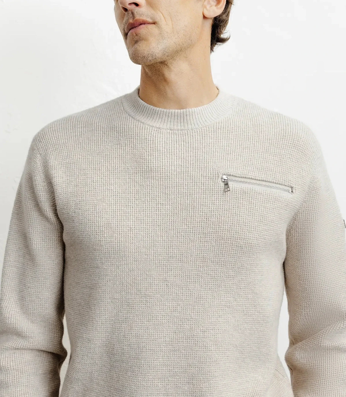 Pull col rond beige - IZAC
