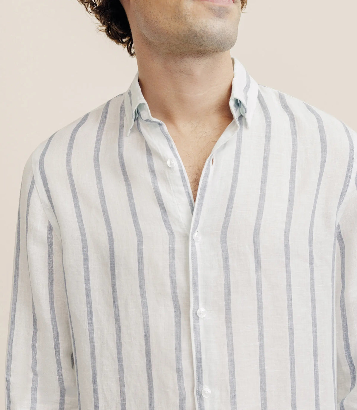 Chemise rayée 100% lin verte - IZAC