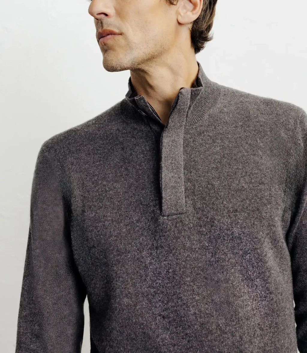 Pull col montant 100% cachemire marron - IZAC