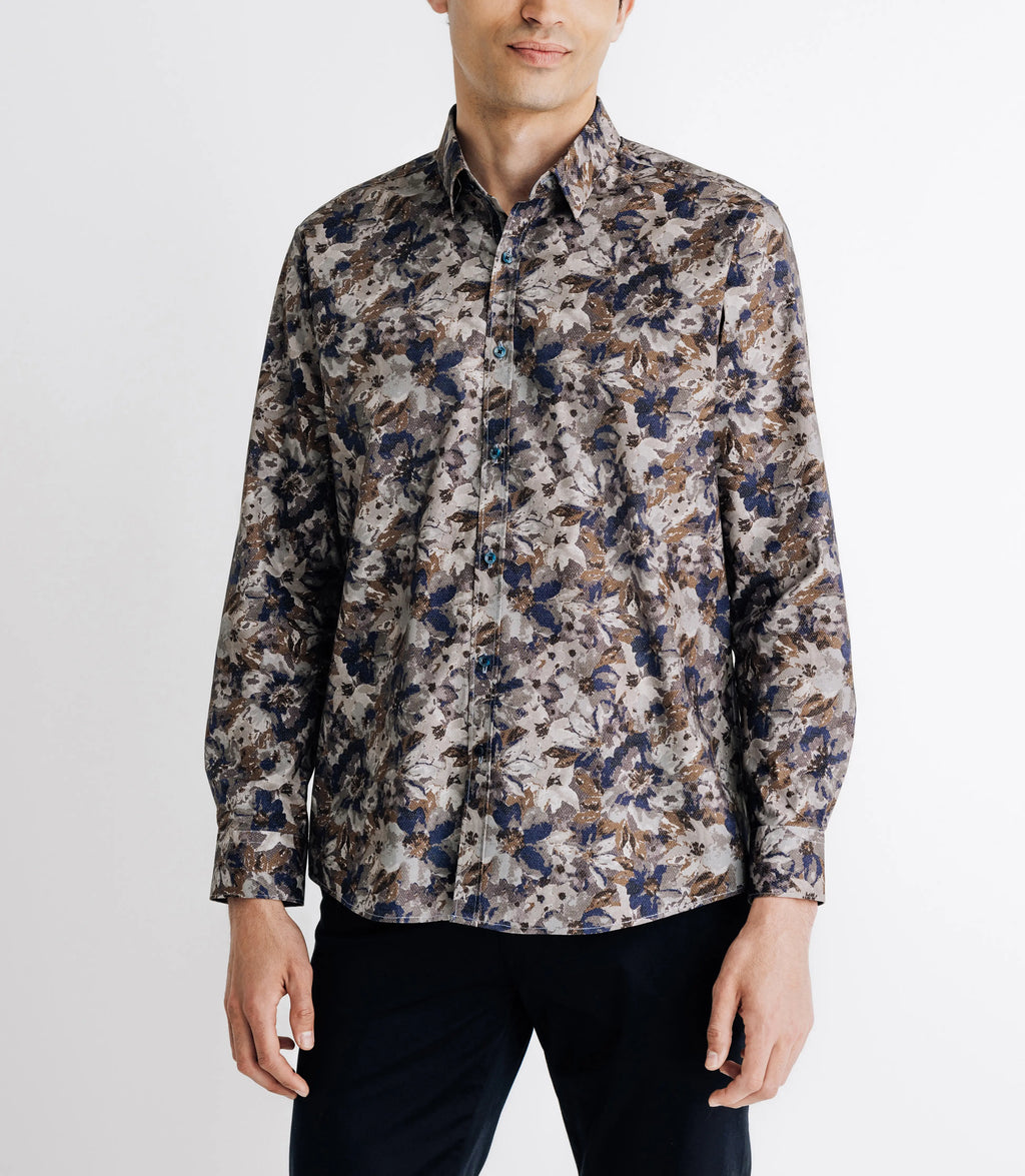 Chemise imprimée grise - IZAC