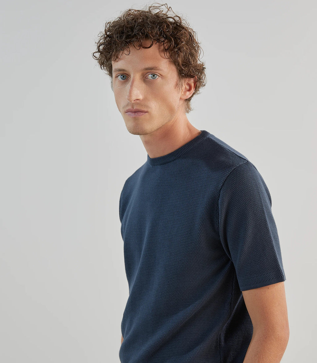 T-shirt à manches courtes en jeu de points bleu gris - IZAC