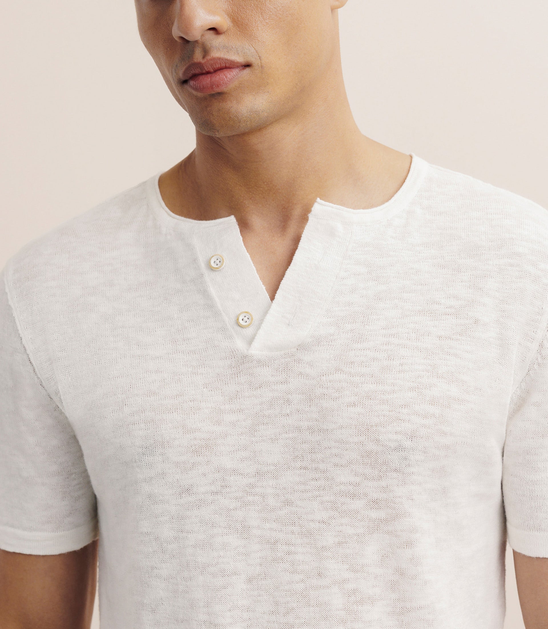 T-shirt boutonné écru - IZAC