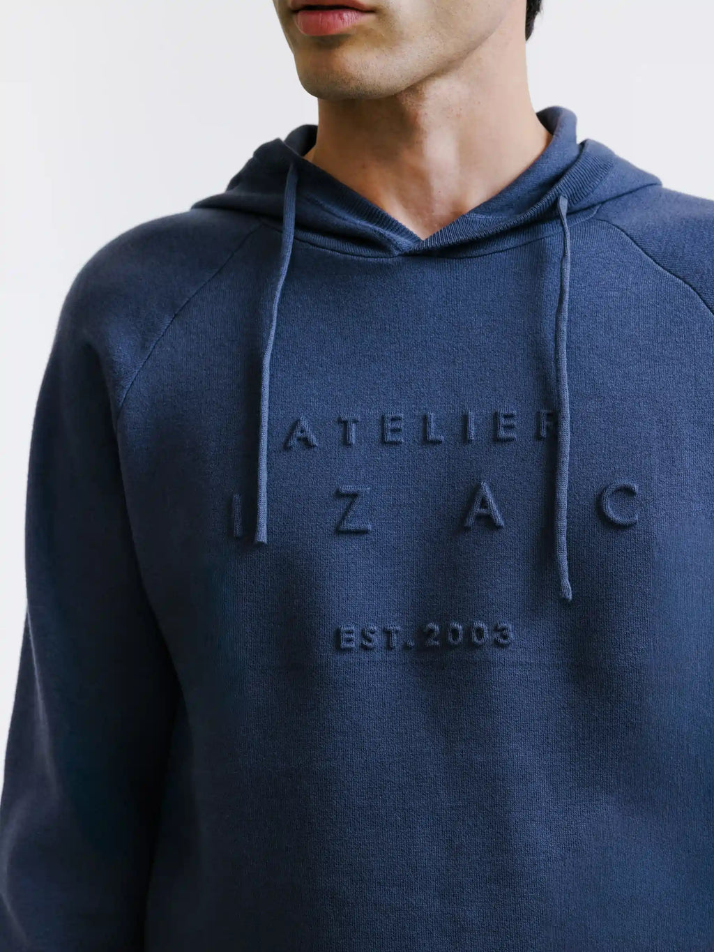 Pull à capuche en maille bleu gris - IZAC