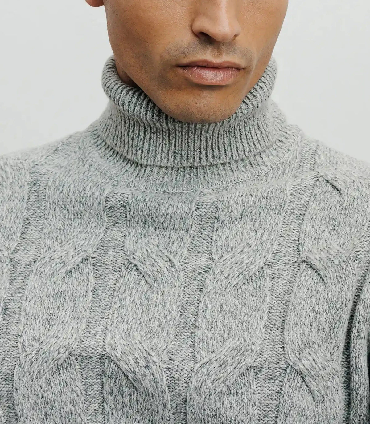 Pull col roulé torsadé gris chiné - IZAC
