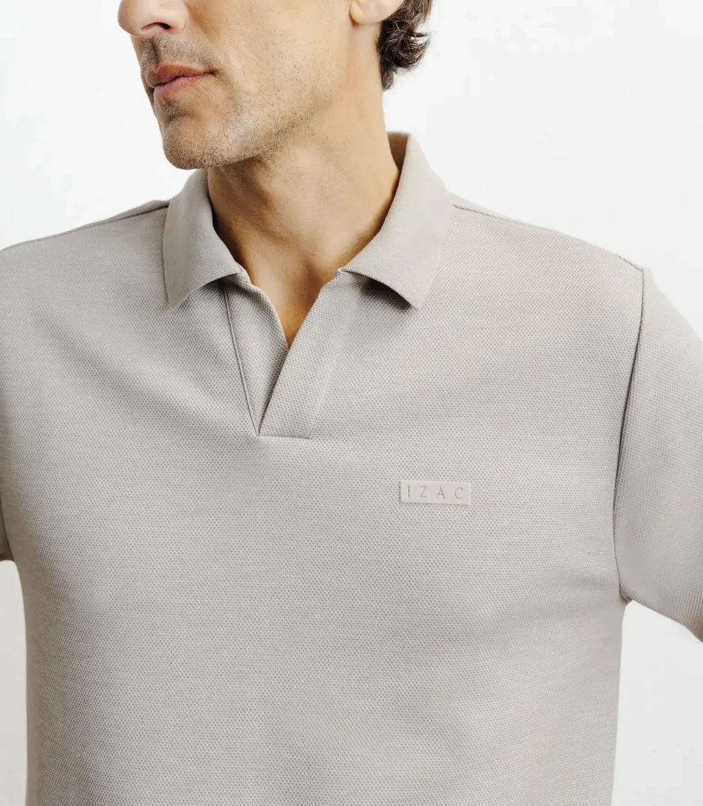 Polo col ouvert manches longues beige - IZAC