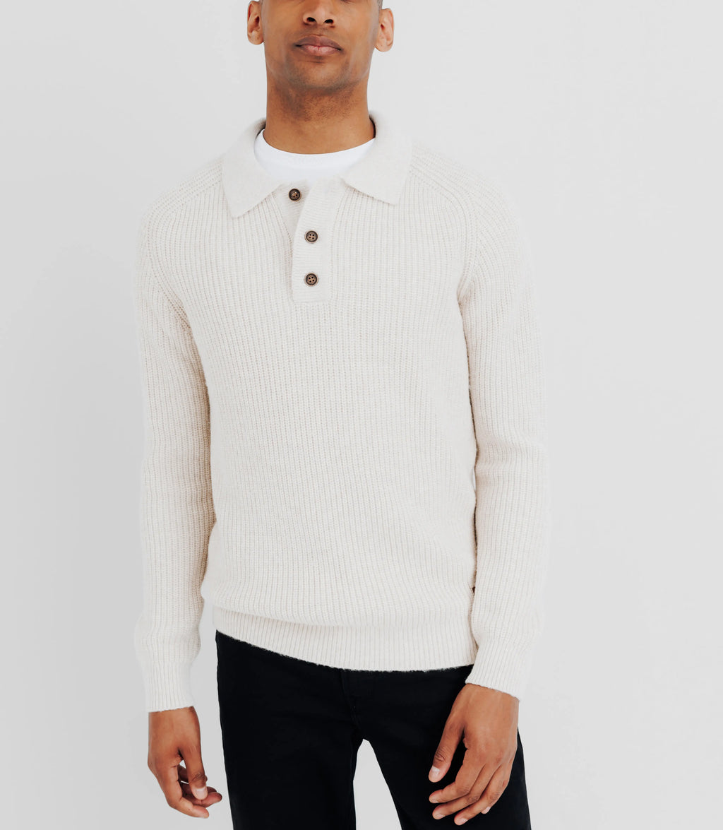 Pull col polo beige - IZAC