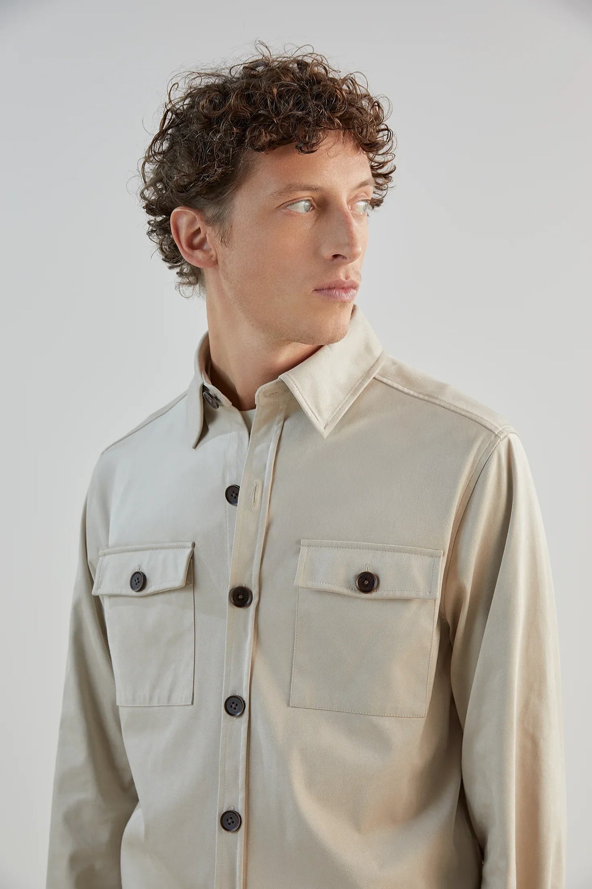 Chemise casual en suède ecru - IZAC