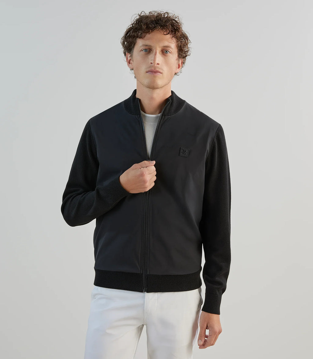 Gilet col montant bi - matière noir - IZAC