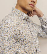 Chemise imprimée à fleurs camel - IZAC