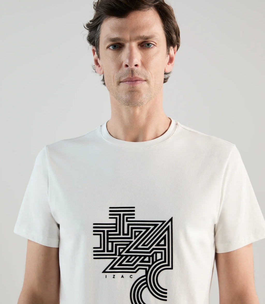 T-shirt à manches courtes avec print écru - IZAC
