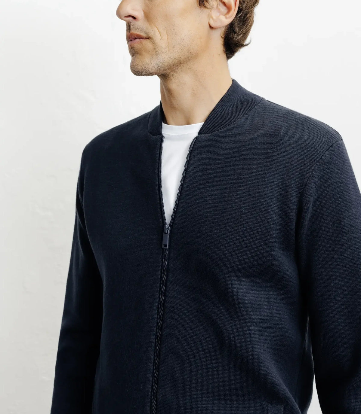 Cardigan zippé col teddy marine - IZAC