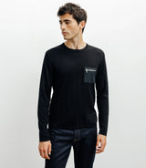 Pull manches longues col rond en maille noir - IZAC