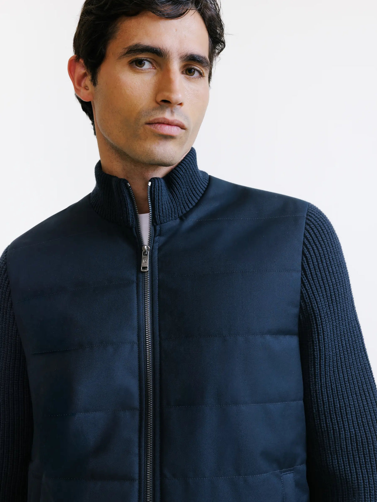 Gilet zippé bi-matière marine - IZAC