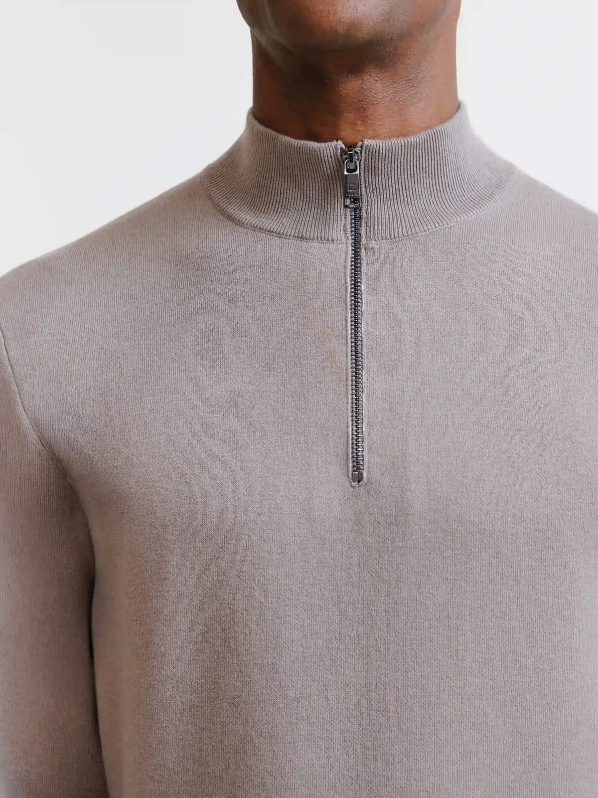 Pull à col demi-zippé taupe - IZAC