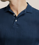 Polo boutonné en jersey marine - IZAC