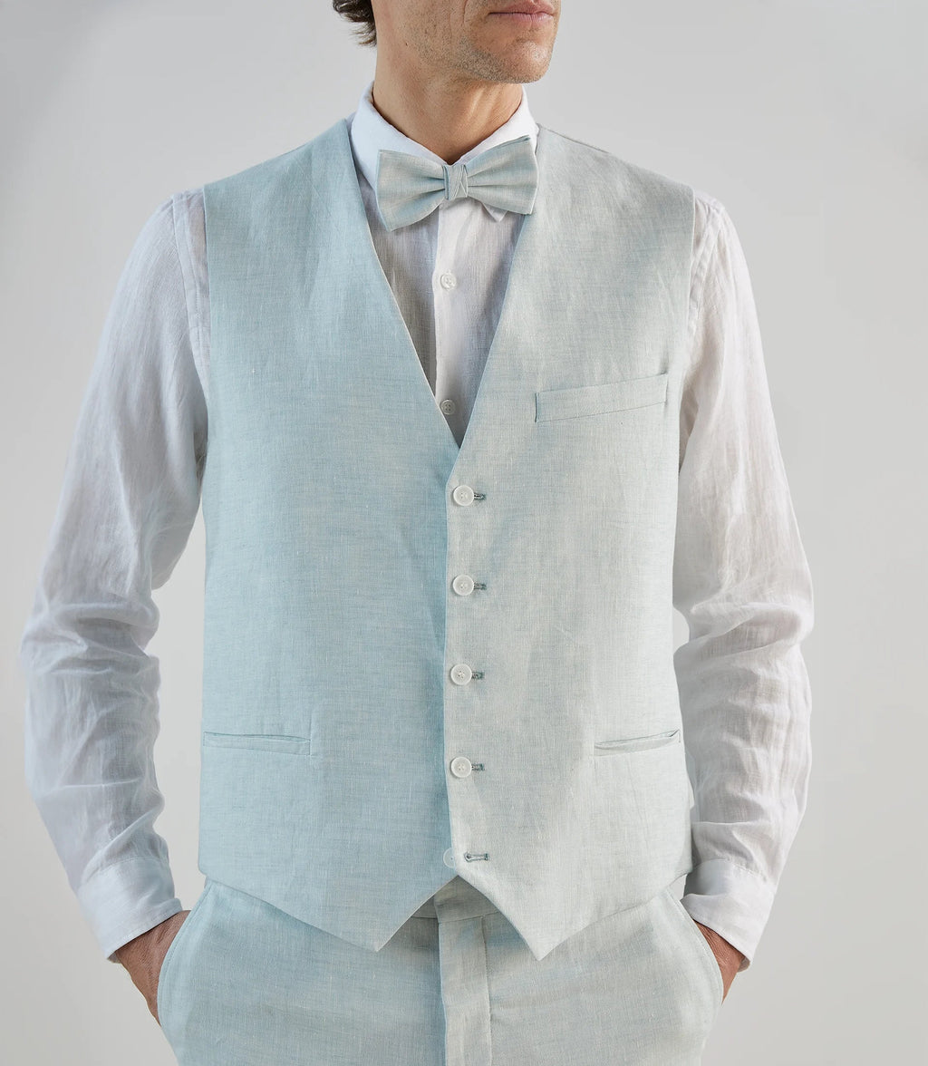 Gilet ville 100% lin vert d'eau - IZAC
