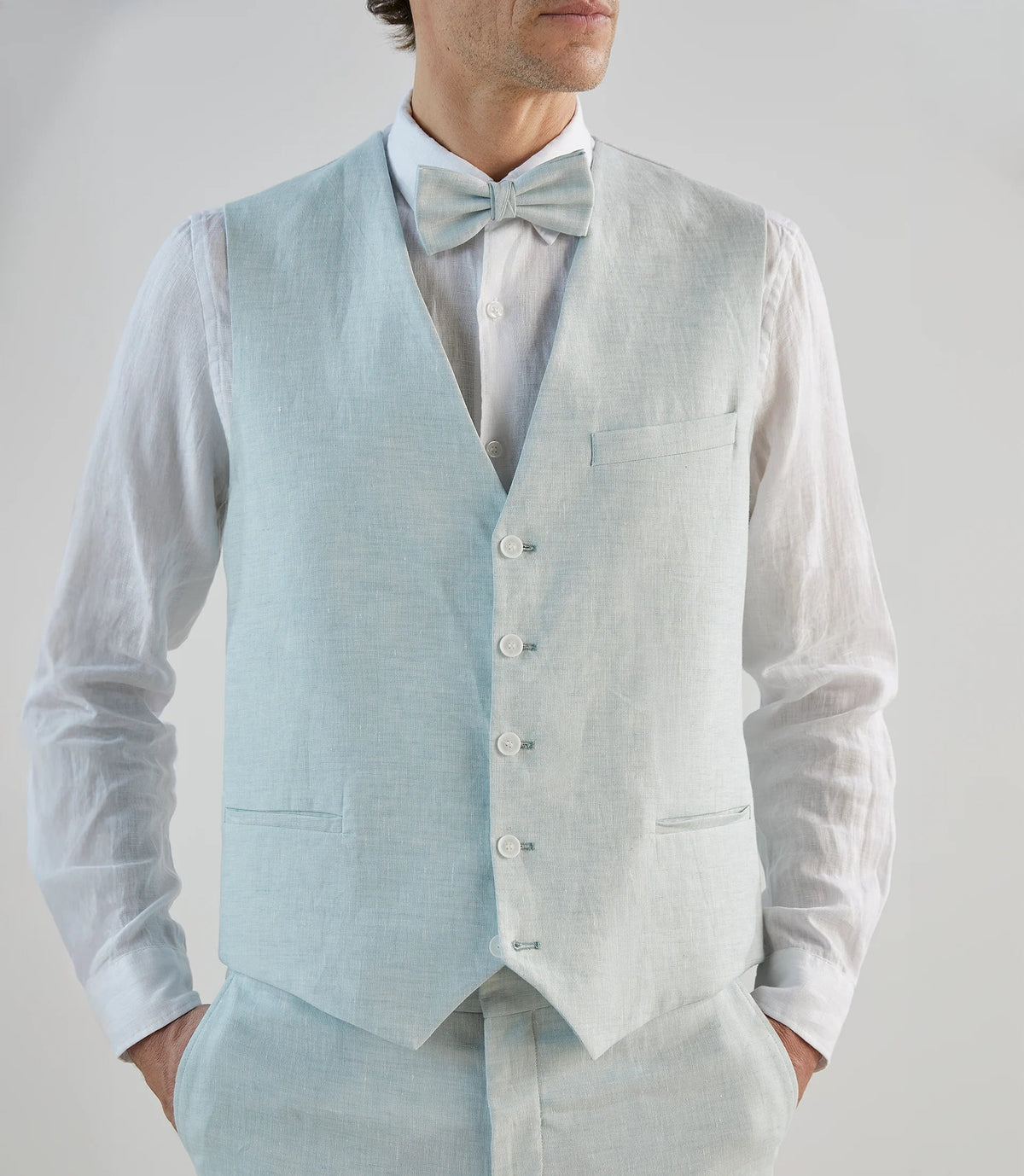 Gilet ville 100% lin vert d'eau - IZAC