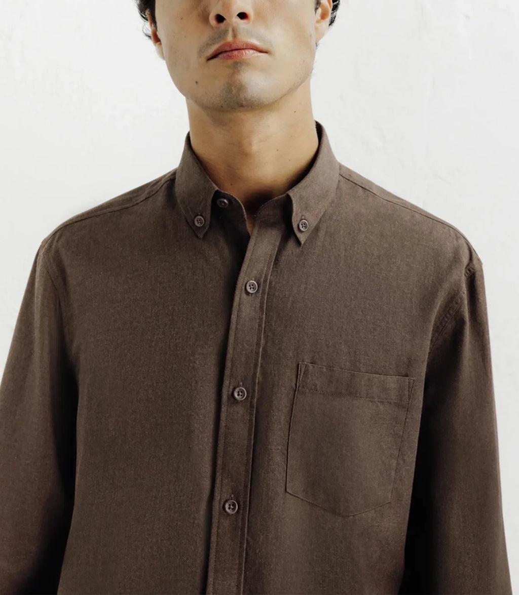 Chemise casual avec col boutonné marron - IZAC