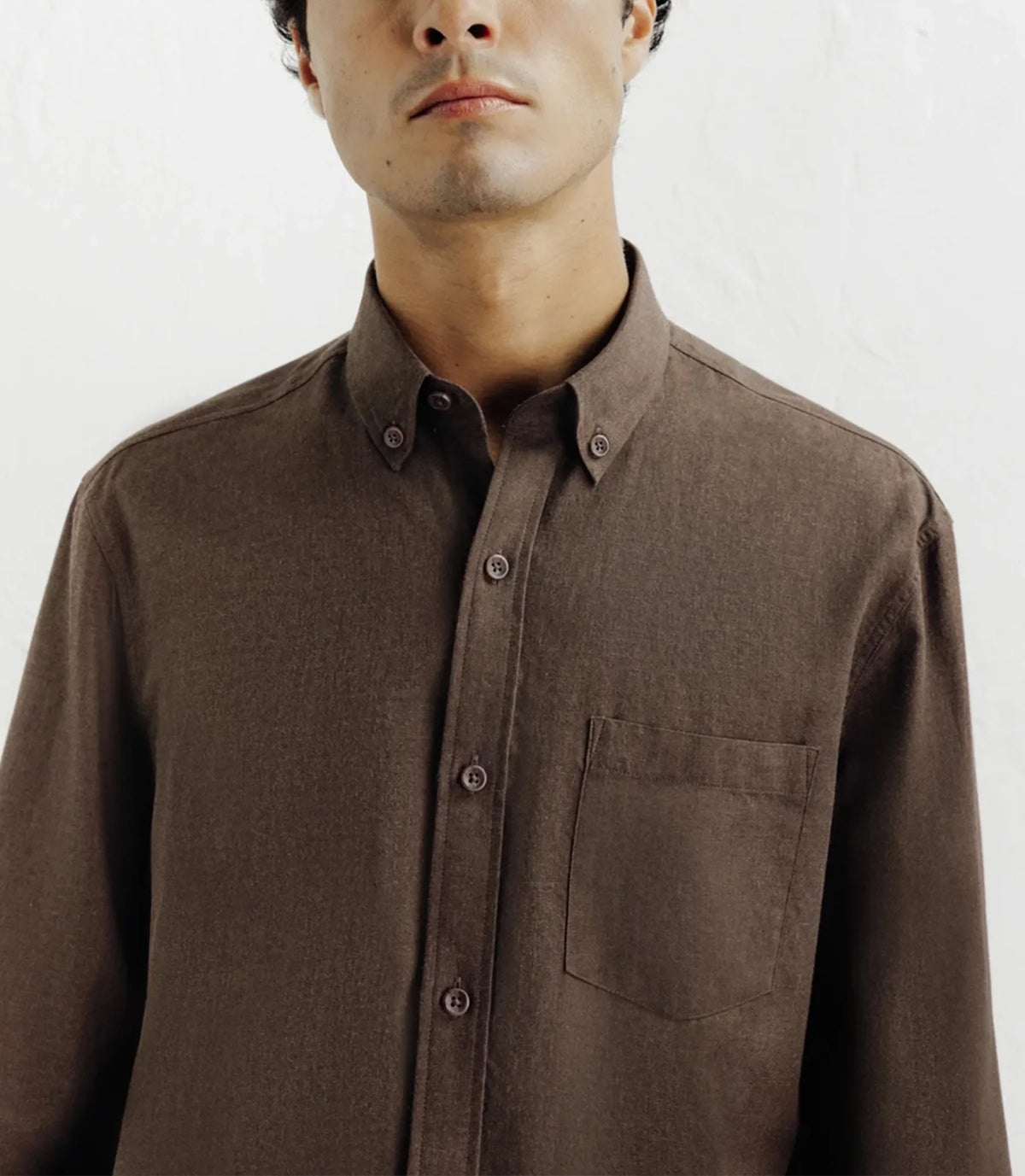 Chemise casual avec col boutonné marron - IZAC
